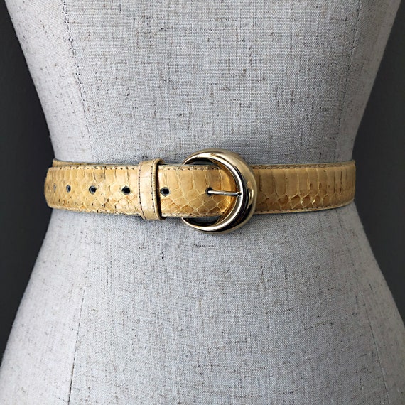 Vintage Yellow & Gold Snakeskin Belt