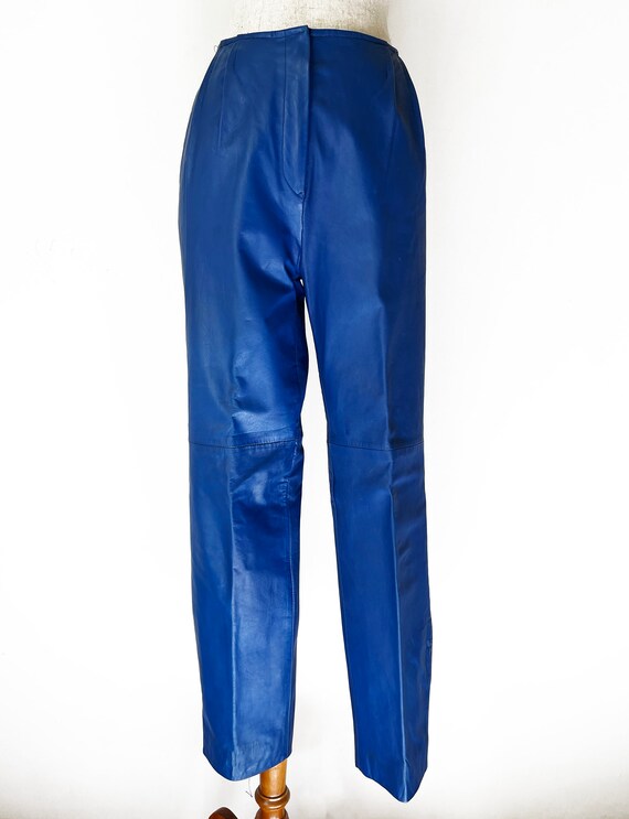 Vintage 80s Primary Blue Leather Pants // Retro 1… - image 3