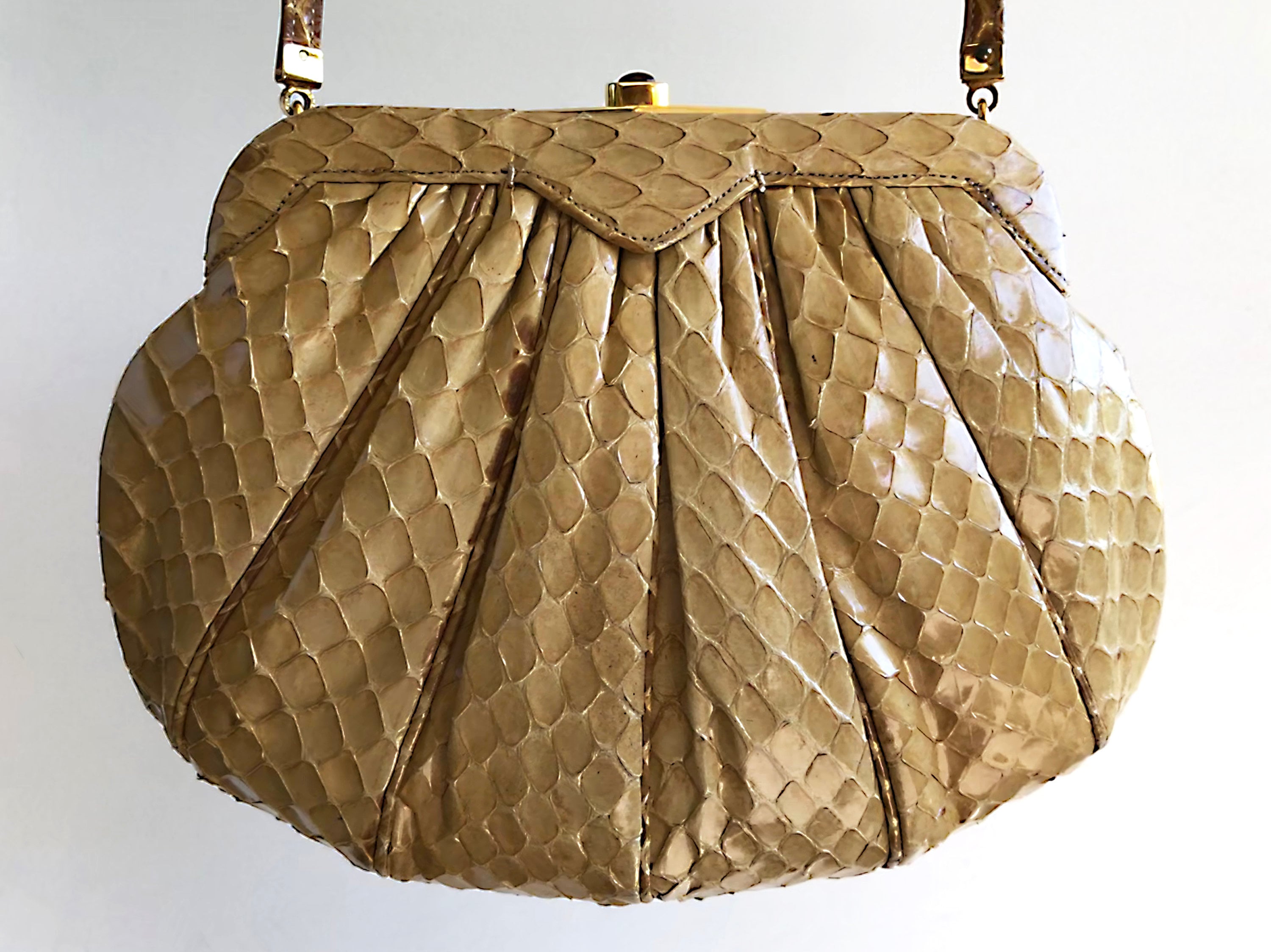 JUDITH LEIBER Cream Snakeskin Hobo w/ Two Tone Chain – The Paper Bag  Princess Vintage