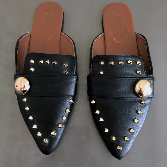 studded pointed toe flats