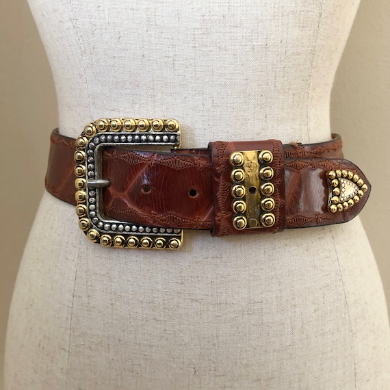 Vintage Brown Gold & Silver Statement Belt