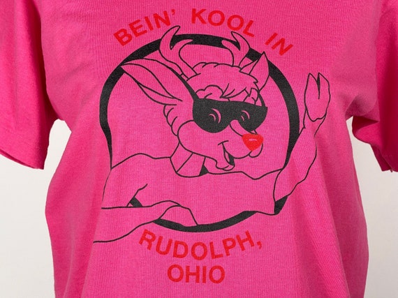Vintage 80s Pink Rudolph Ohio t-shirt // Single S… - image 1