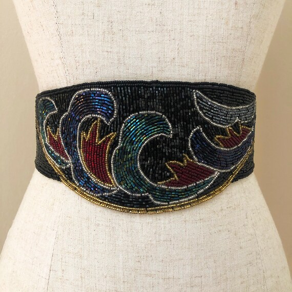 Vintage 80s Beaded Statement Belt