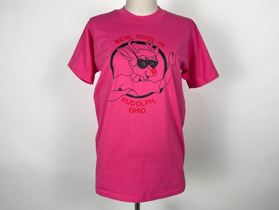 Vintage 80s Pink Rudolph Ohio t-shirt // Single S… - image 3