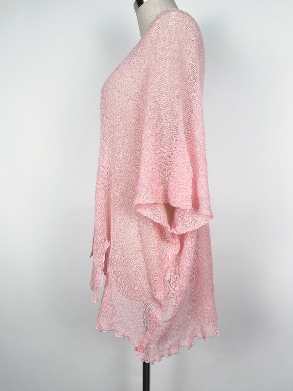Vintage 90s Y2K Sheer Baby Pink Kimono Cover-Up /… - image 5