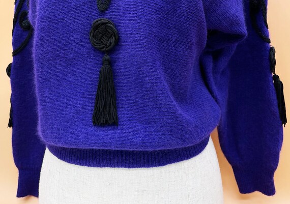 Vintage Purple Lambswool Angora Sweater with Blac… - image 4