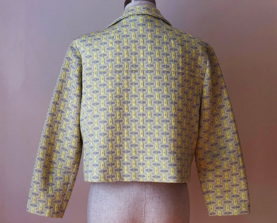 Vintage Yellow and Gray Geometric Mod Cropped Jac… - image 4