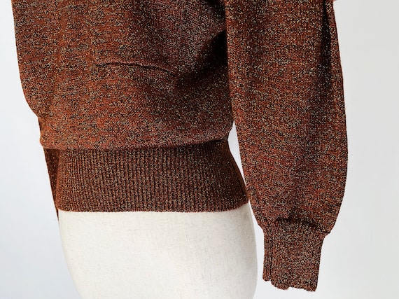 Vintage Copper Lurex Sweater // Retro 80s 1980s M… - image 3