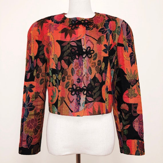 Vintage Rainbow Floral 80s Tapestry Jacket