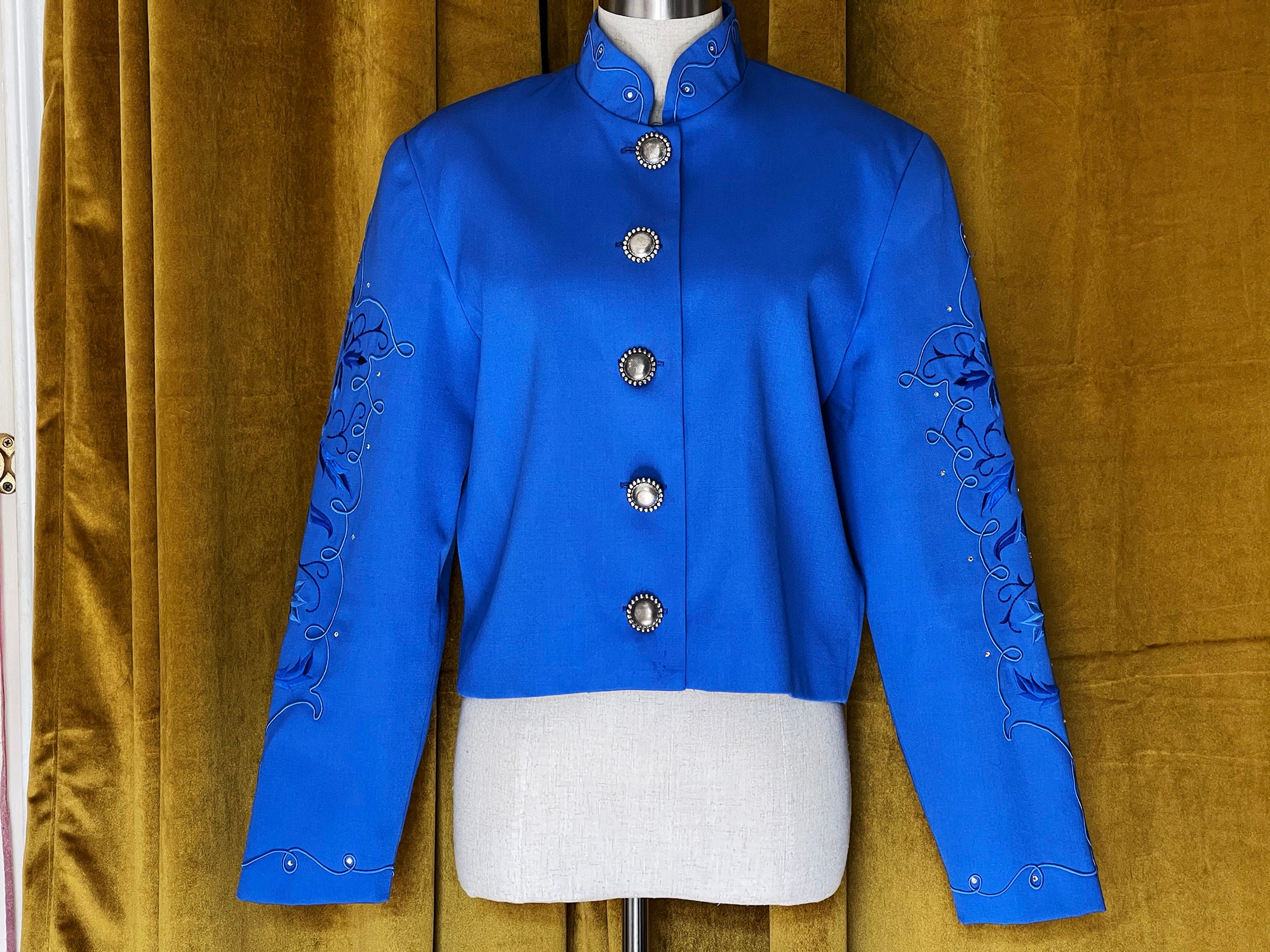 Vintage 80s Primary Blue Gabardine Wool Western Jacket // - Etsy