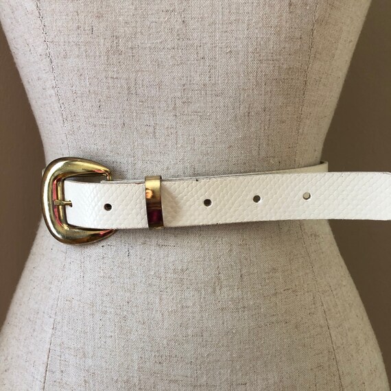 Vintage White & Gold Faux Snake Belt - image 2