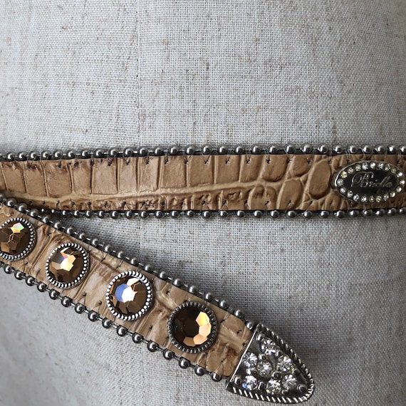 Vintage Leather Rhinestone Studded Belt