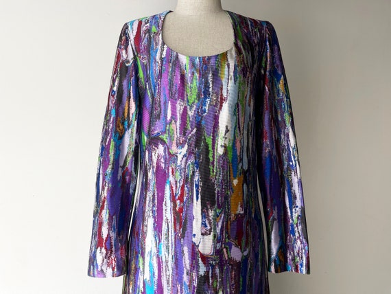 Vintage 1970s psychedelic Maxi Dress Liquid Abstr… - image 3