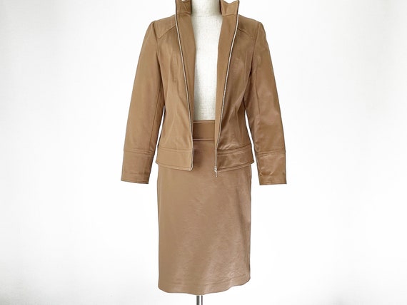 Vintage 90s Bloomingdales Brown Skirt & Jacket //… - image 1