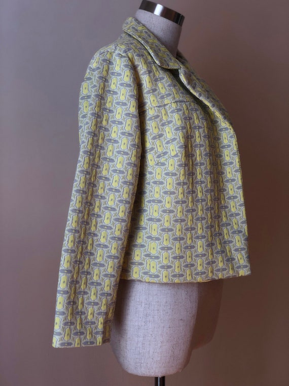 Vintage Yellow and Gray Geometric Mod Cropped Jac… - image 5