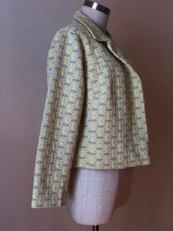 Vintage Yellow and Gray Geometric Mod Cropped Jacket Gem