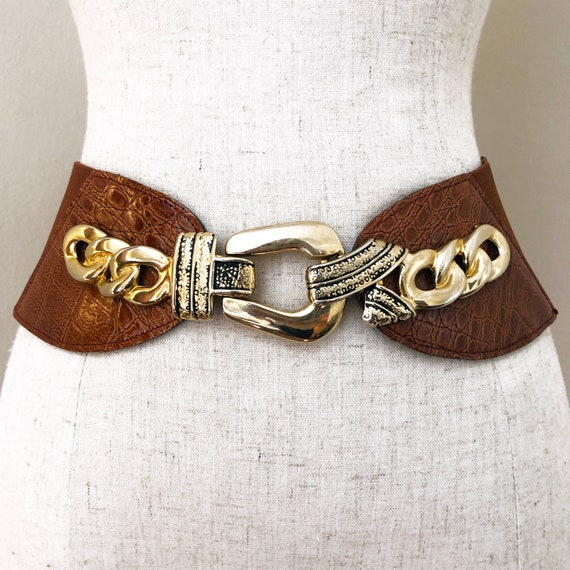 Vintage Brown & Gold Chain Statement Belt