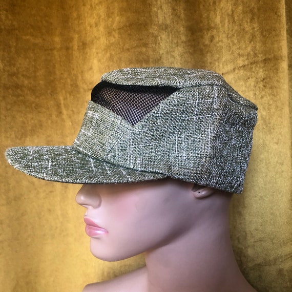 Vintage Olive Green Straw Baseball Hat Cap