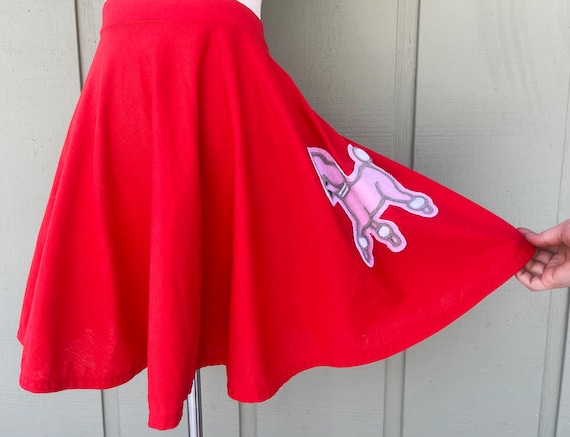 Vintage 80s does 50s Red Poodle Mini Skirt Minisk… - image 2