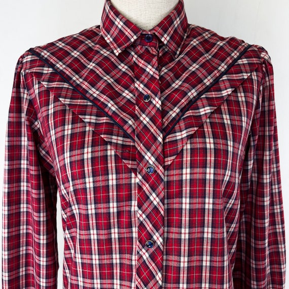 Vintage Western Red Plaid Snap Shirt Kenny Rogers… - image 1