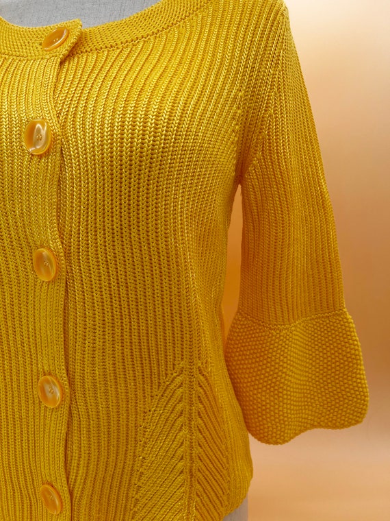 Vintage Yellow Crochet Sweater Bell Sleeves // Re… - image 8