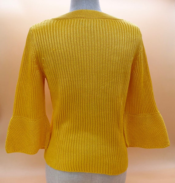 Vintage Yellow Crochet Sweater Bell Sleeves // Re… - image 1