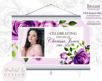 Présentation PowerPoint sur les funérailles de fleurs violettes, modèle de diaporama d'enterrements, célébration de la vie, modèle d'enterrements, en mémoire d'amour 0021