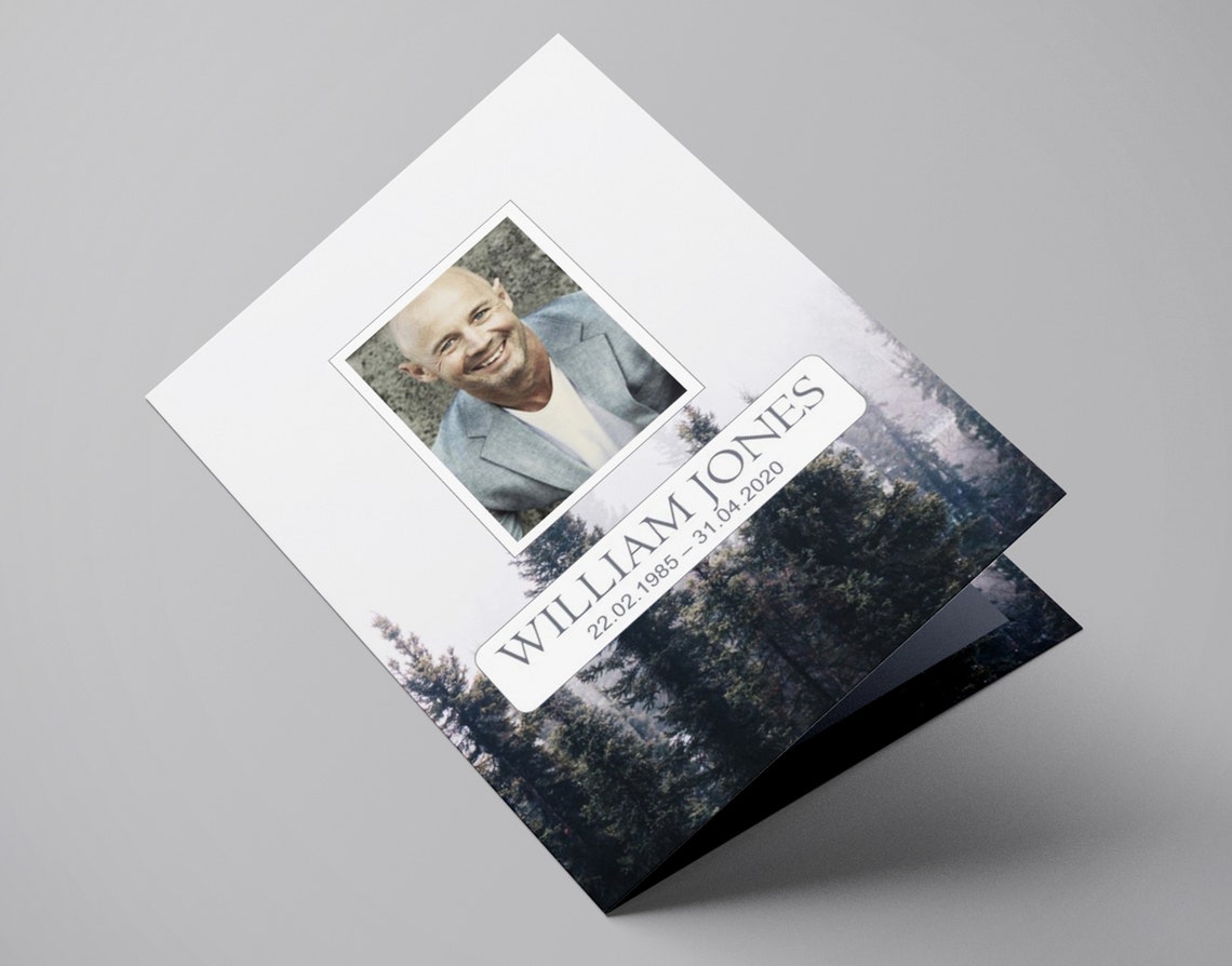 4 Page Tree Funeral Program Template Memorial Program | Etsy