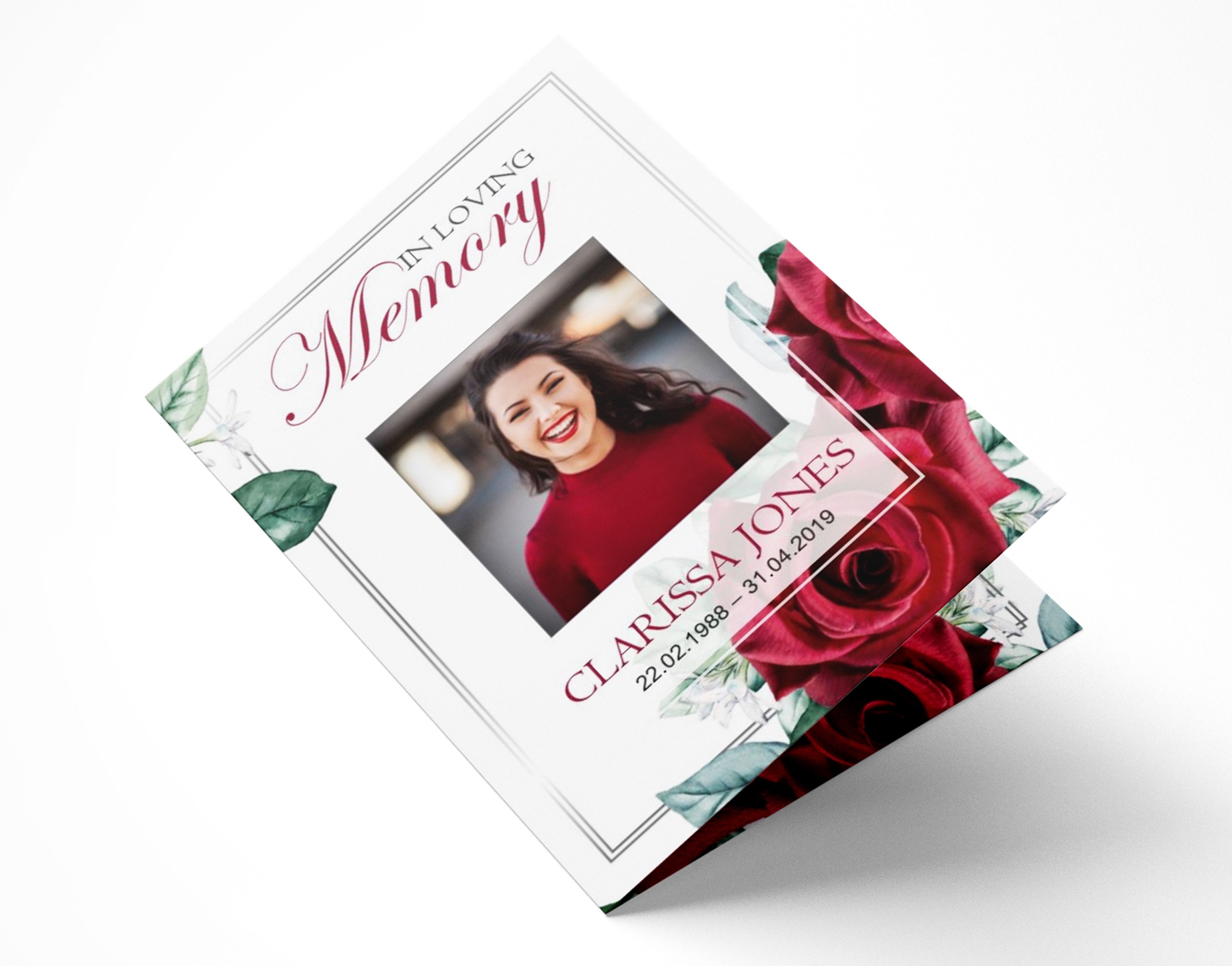 4 Page Red Roses Funeral Program Template Celebration of - Etsy