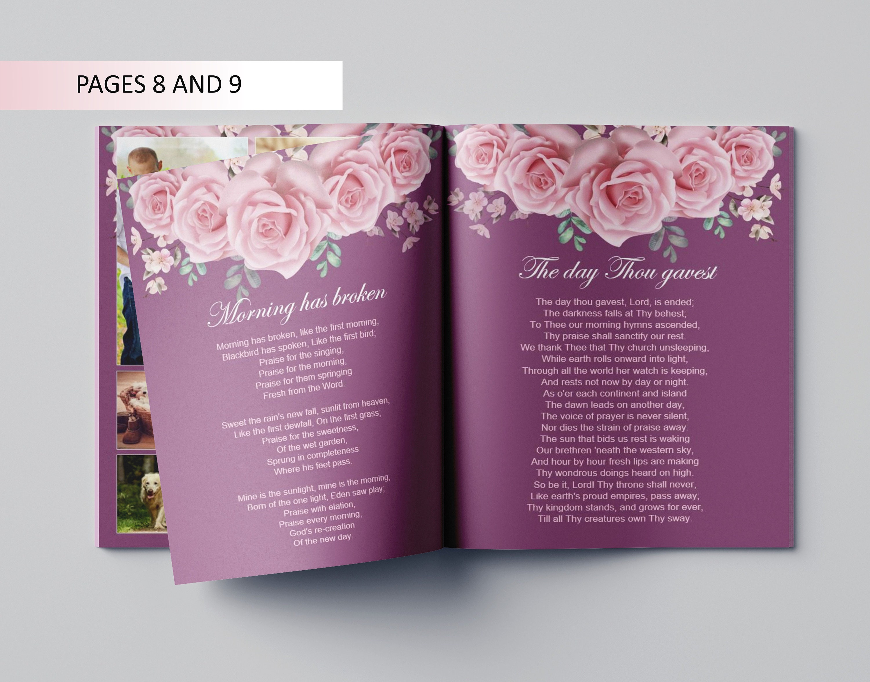 16 Page Pink Flowers Funeral Program Template Celebration of Etsy UK