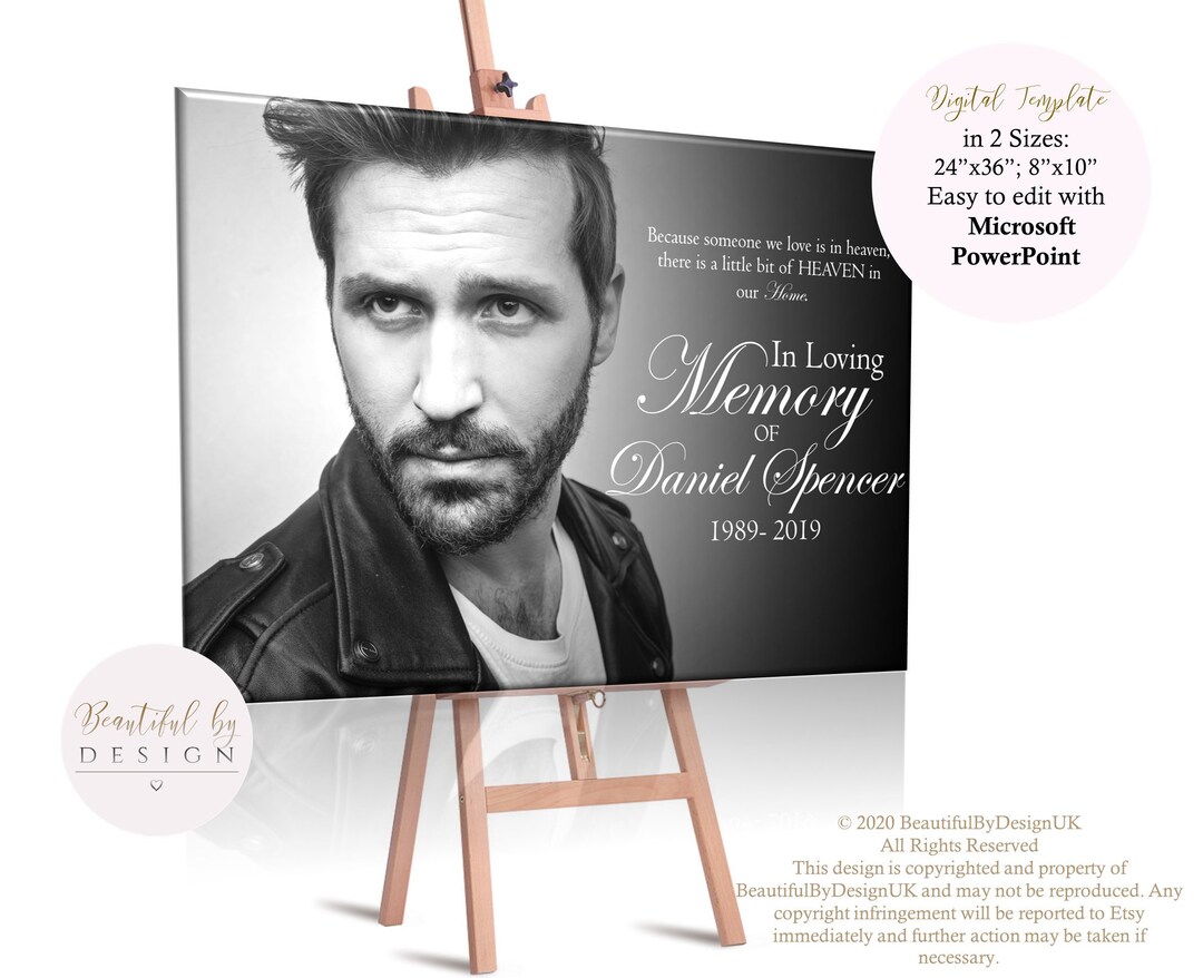 Photo Funeral Sign Template, in Loving Memory, Celebration of