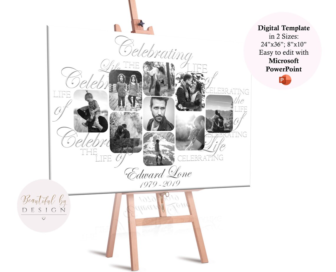 White Photo Collage Template Celebration of Life Poster | Etsy