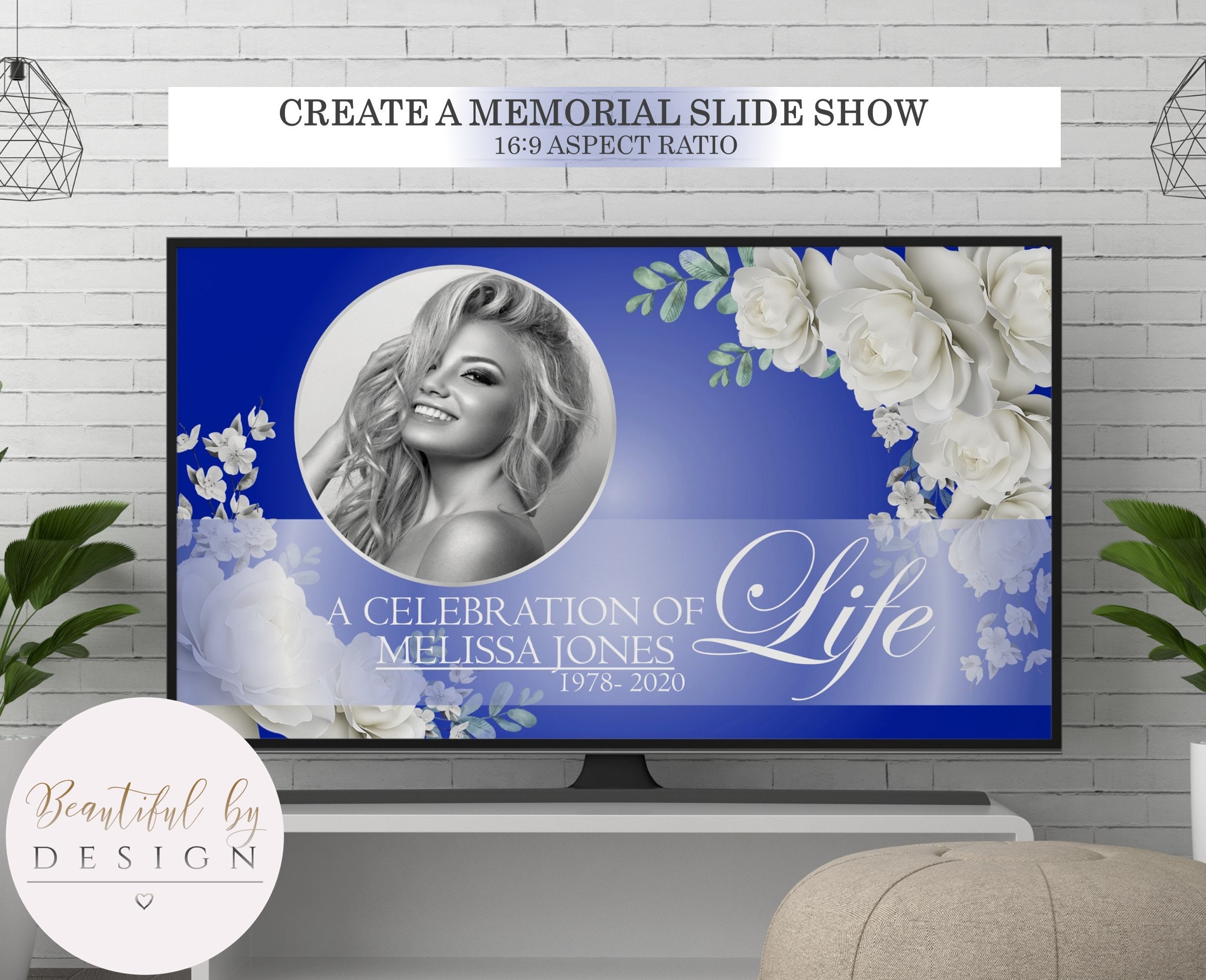 White Roses Royal Blue Background Powerpoint Presentation Template ...