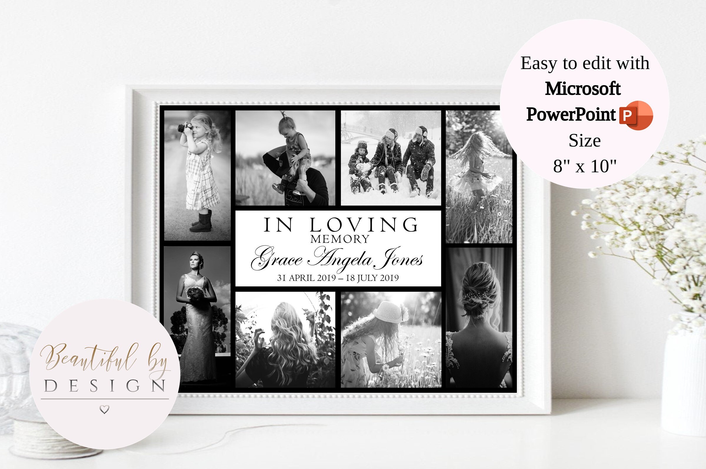 Memorial Photo Collage Template in Two Sizes Large Memorial Etsy