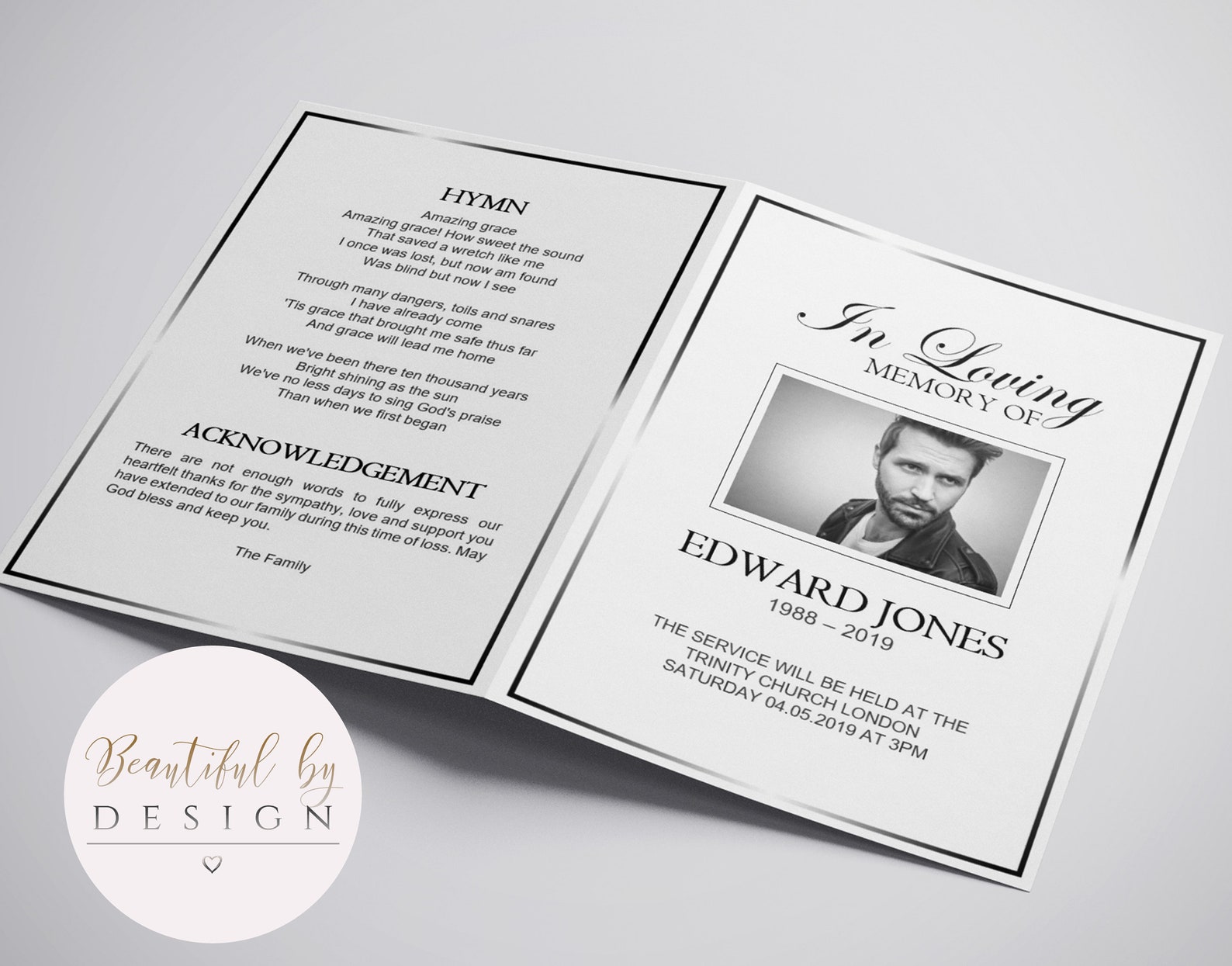Funeral Program Template Memorial Program Template for Men | Etsy
