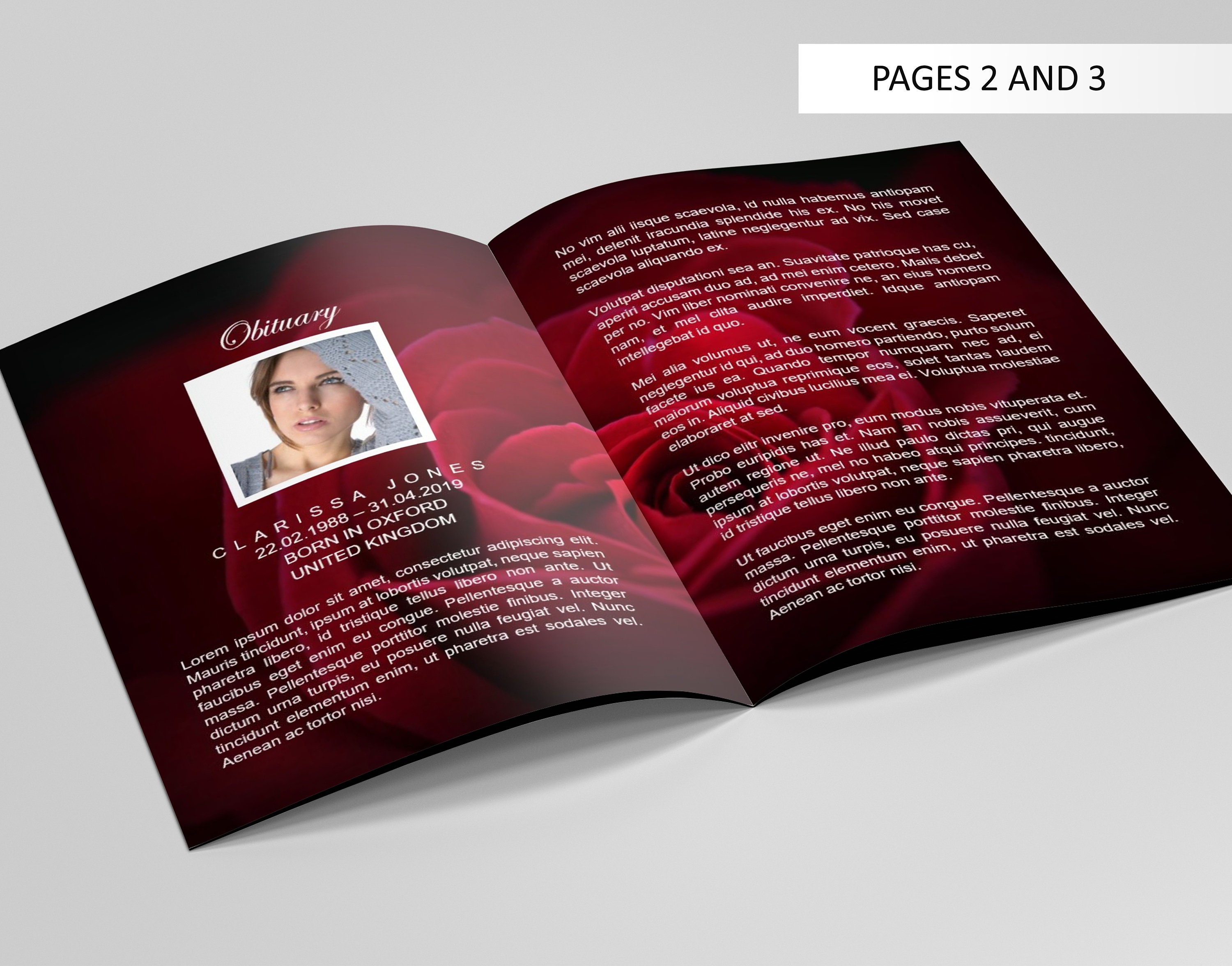 8 Page Rose Funeral Program Template for Women Celebration of - Etsy