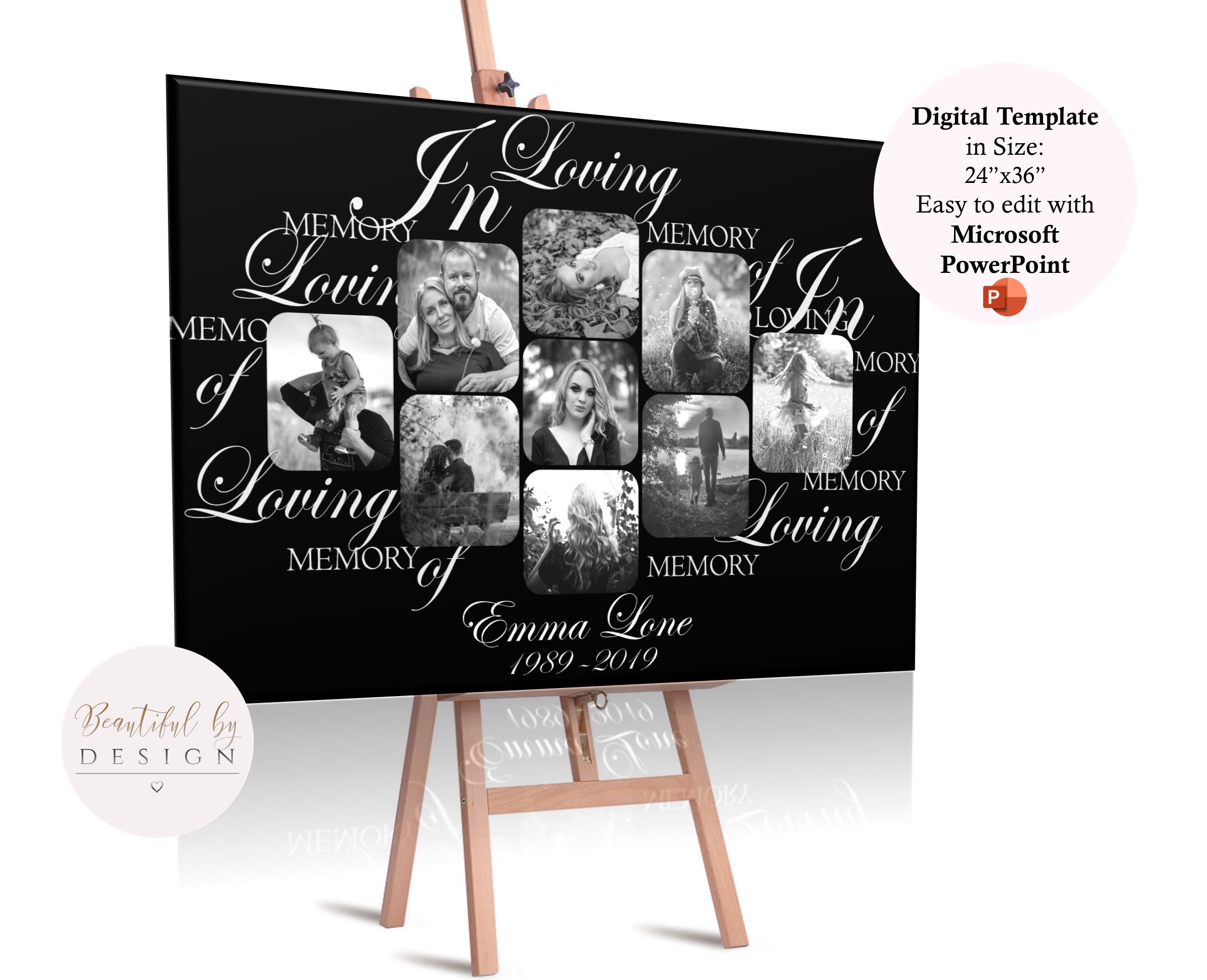 Calligraphy Memorial Photo Collage Template In Loving Memory Etsy