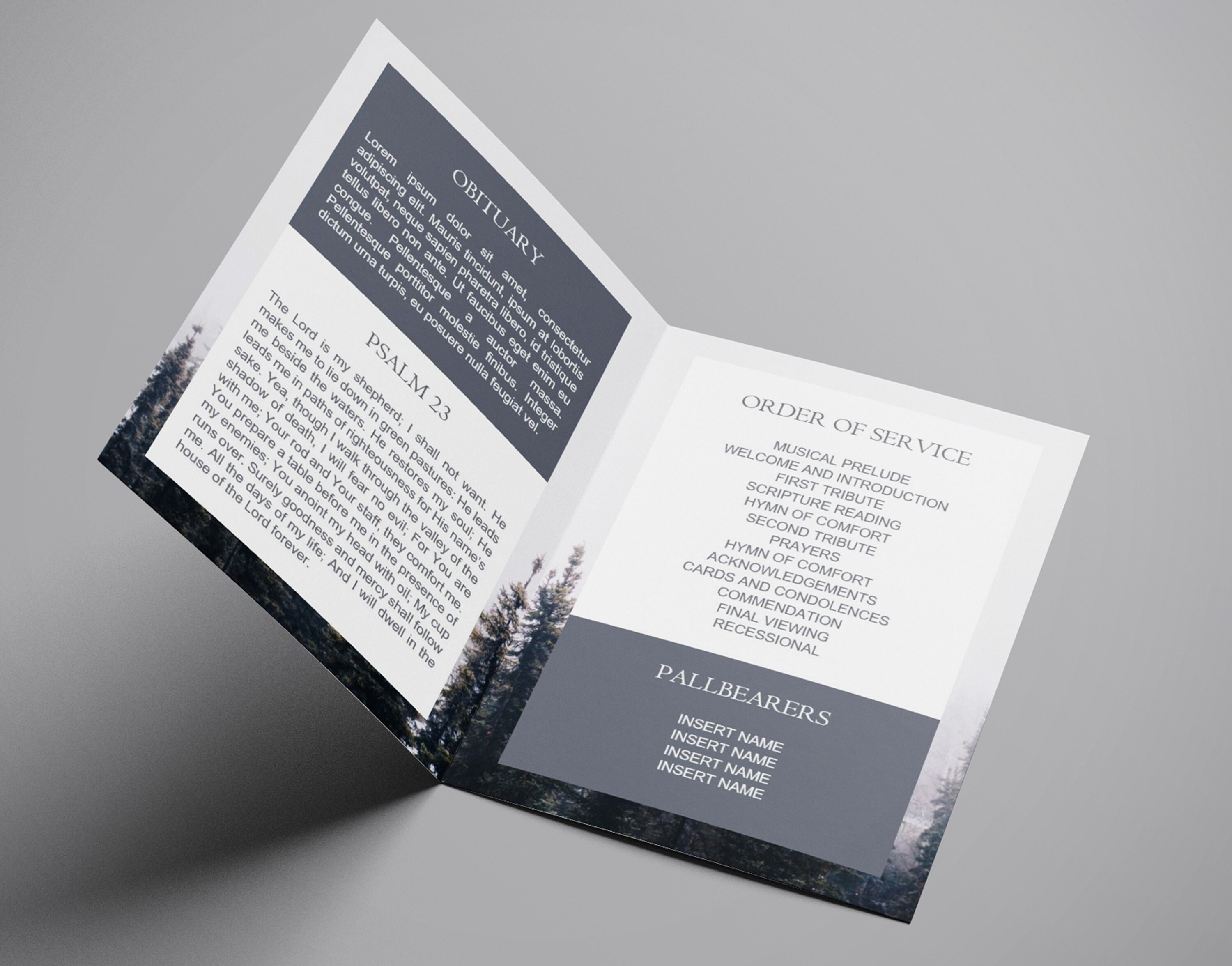 4 Page Tree Funeral Program Template Memorial Program | Etsy