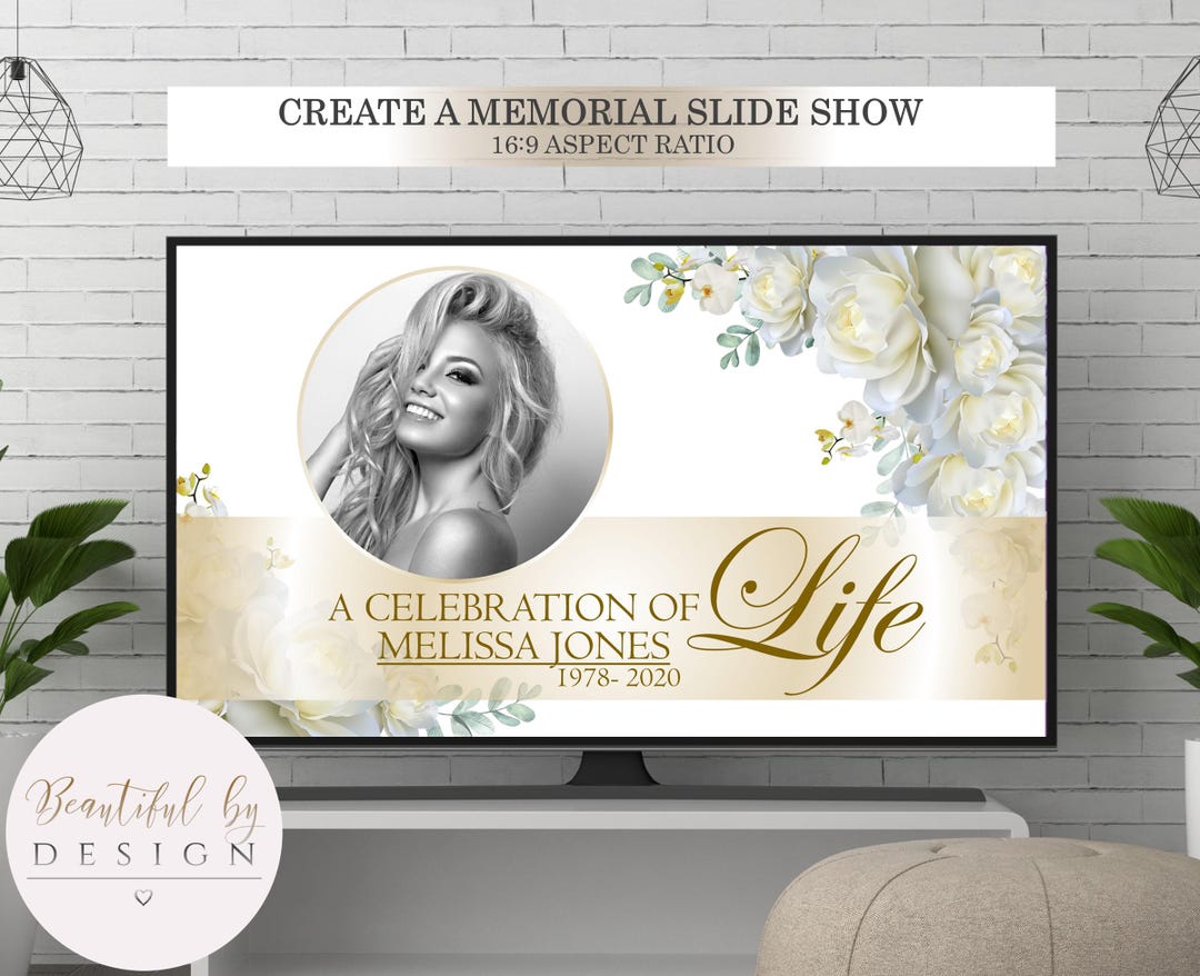 White Roses Powerpoint Presentation Template, Funeral Slide Show ...