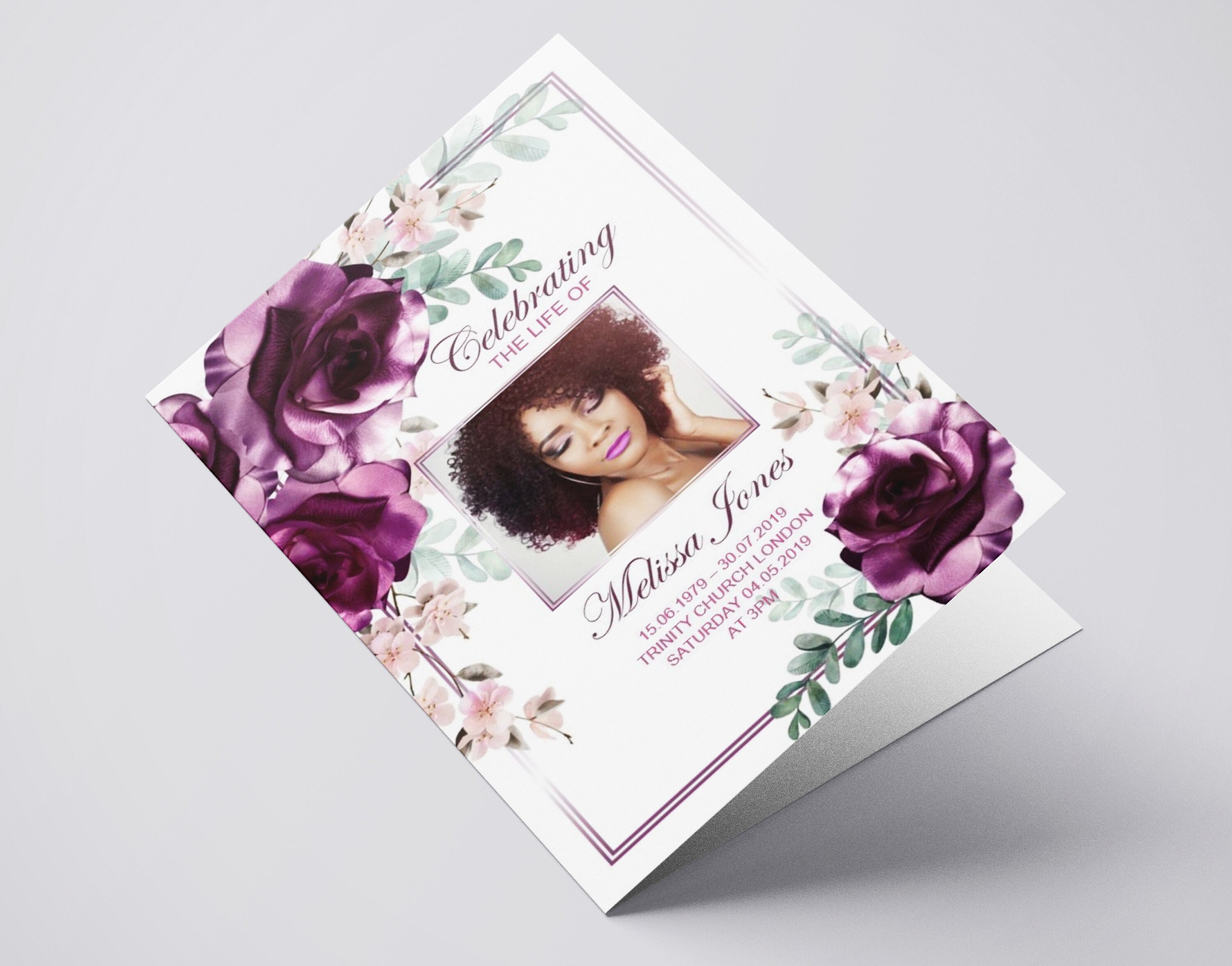 4 Page Purple Flowers Funeral Program Template Celebration of Etsy
