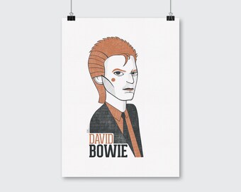 David Bowie Poster. Pop Music Portrait illustration