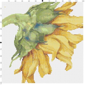 Watercolor Sunflower Counted Cross Stitch Pattern, Needlepoint, Embroidery, Nature, Flower, Floral