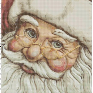 Sweet Santa Counted Cross Stitch Pattern, Needlepoint, Christmas, Holiday, Stitching