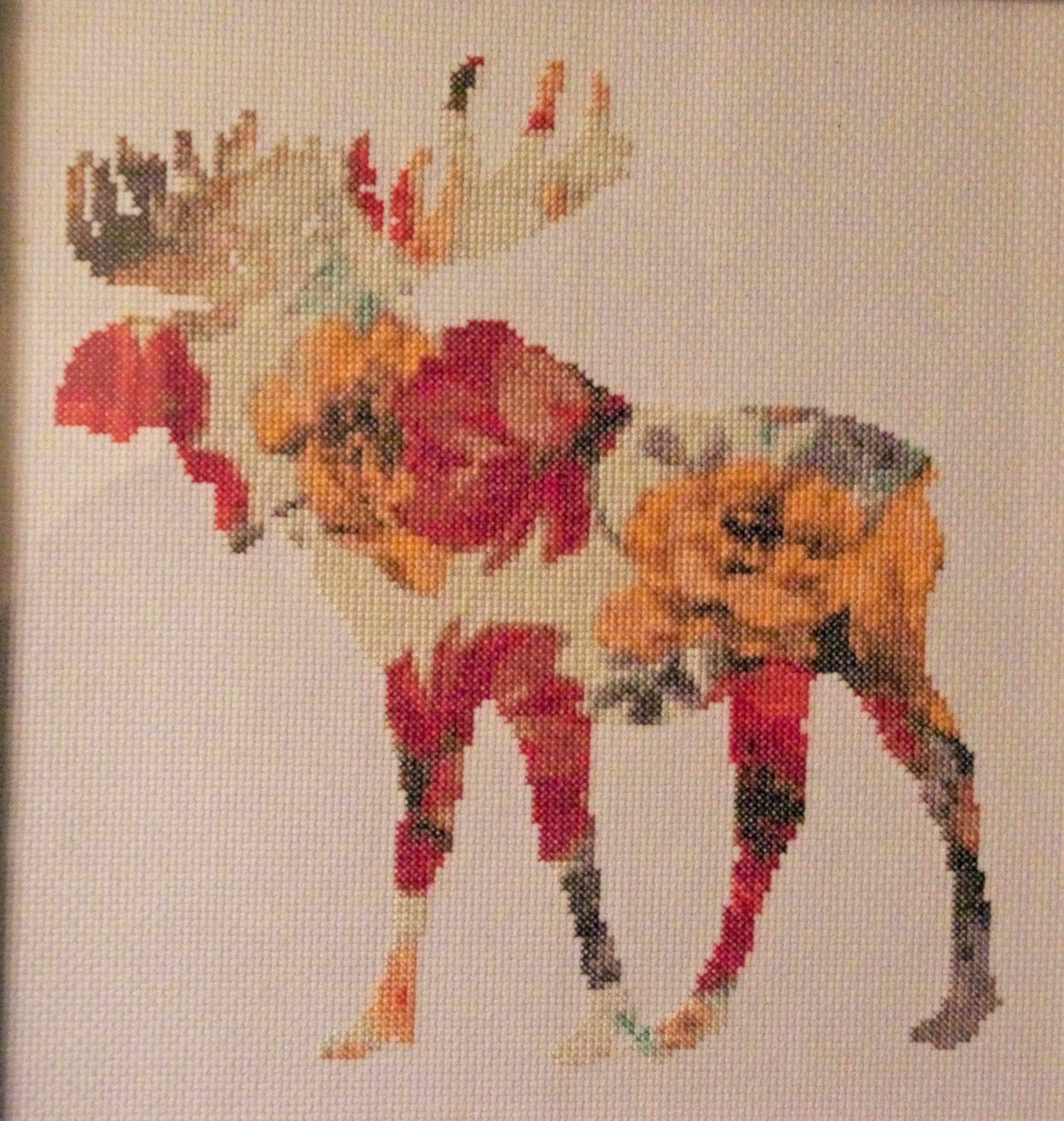 Floral Moose Cross Stitch Pattern Wildlife Nature Moose Etsy Nederland