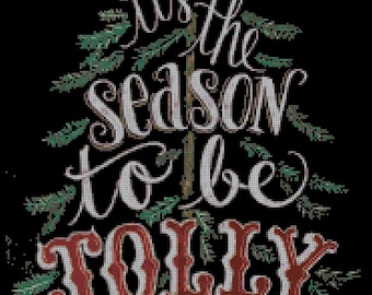 Tis the Season Chalkboard-Look Cross Stitch Pattern, Needlepoint