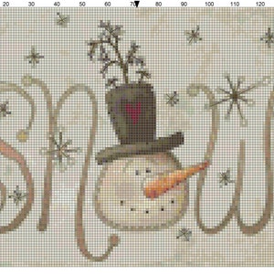 Snow Cross Stitch Pattern, Winter, Snowman, Cute