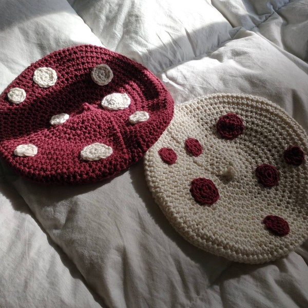 Amanita Beret Crochet Pattern, Mushroom Crochet Hat PDF Pattern, Cottagecore Fairycore Beanie