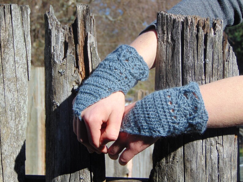 Grey Fingerless Gloves Crocheted Decorative Evening Gloves image 0