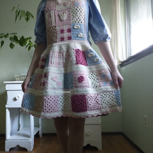 Wonderland Jumper Crochet PDF Pattern, Patchwork Crochet Dress Pattern With Photos
