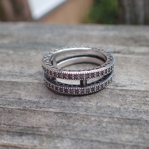 PREOWNED Authentic Pandora Double Hearts of Pandora Ring 196236CZ